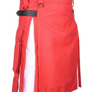 Scottish Men 100% Cotton Hybrid Red and White Kilt – Next Kilt