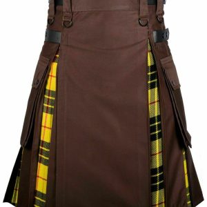 Men's High Quality Utility Hybrid Kilt- Brown Cotton and Irish Tartan product photo