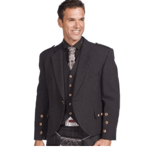 Charcoal Tweed Crail Jacket kilt Outfits – Next Kilt