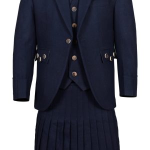 Men's Scottish Navy Blue Wool Argyle Kilt Jacket wedding dress product photo