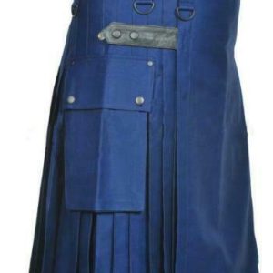New Blue Men Scottish Utility kilt product photo