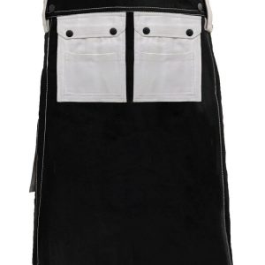 Scottish Men 100% Cotton Carhartt Work kilt Black With White Pockets product photo