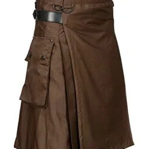 Chocolate Brown Leather Strap Utility Kilt For Active Man product photo
