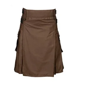 Chocolate Brown Leather Strap Utility Kilt For Active Man – Next Kilt