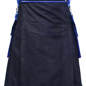 Scottish Men 100% Cotton Fashion Kilt Black product photo