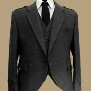 Argyll Jacket With Waistcoat ( Black Color) 100 % WOOL product photo