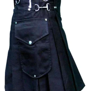 Black Utility Kilt with Chrome Hooks product photo