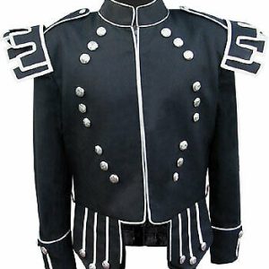 Black Traditional Scots Guards Style Doublet with Castellated Shoulder Shells – Next Kilt