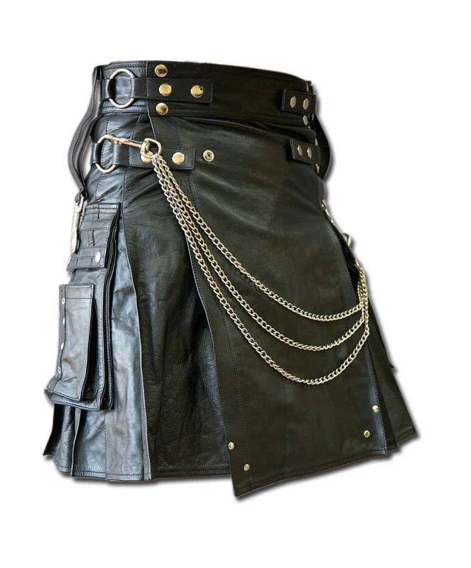 Casual Leather Kilt for Sexy Men product photo Casual Leather Kilt for Sexy Men product photo