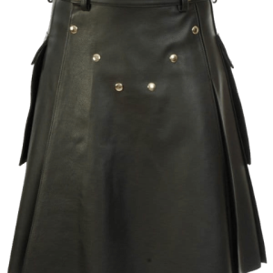 Black Leather Kilt With Stylish Pockets product photo