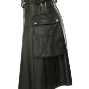 Black Leather Kilt With Stylish Pockets – Next Kilt