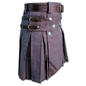 Gray Denim and Leather Kilt product photo