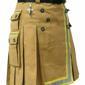 Fireman Tactical Duty Kilt Utility Khaki 100% cotton Visible Reflect product photo