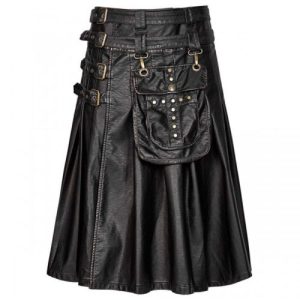 Handmade New Stylish Men’s Gothic Fashion Kilt Black Steampunk product photo