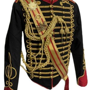 New 5 pcs men's Black Jacket Ceremonial Hussar Officers with Aiguillette product photo