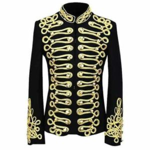 Men's Vintage Black Gold Embroidery Suit Jacket product photo