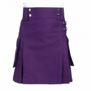 Ladies Purple Utility Scottish Kilt Skirt Cotton BNWT Free Ladies Kilt Pin product photo