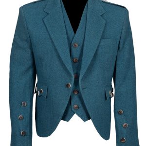 Lovat Blue tweed Argyle Highland Kilt Jacket with Five Button Waistcoat product photo
