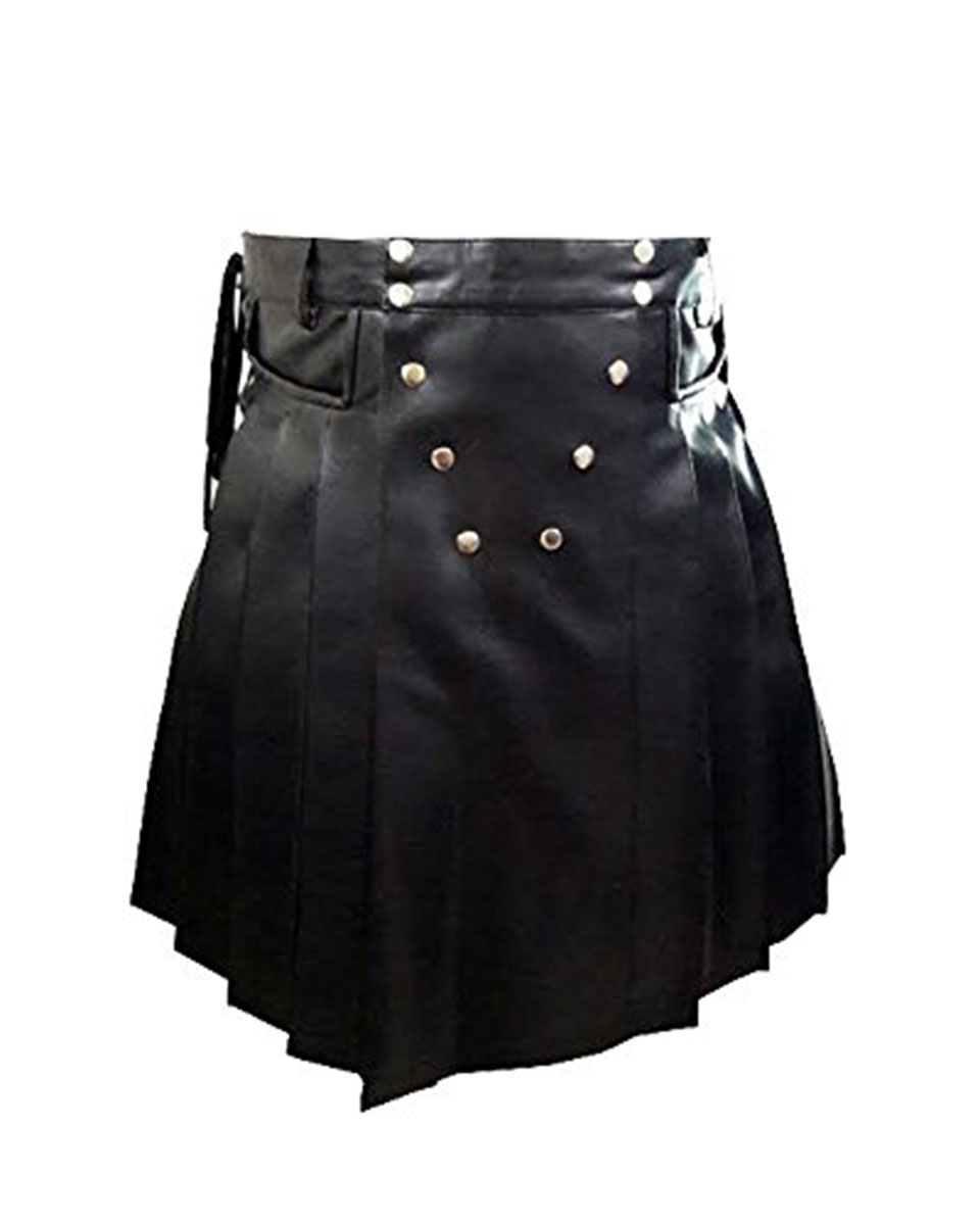 New Style Mens Black Leather Kilt Larp product photo New Style Mens Black Leather Kilt Larp product photo