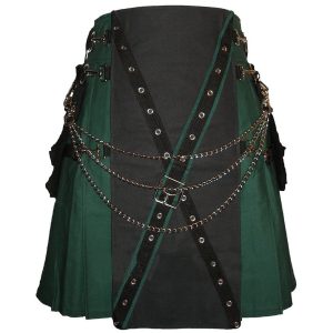 MENS GREEN AND BLACK CANVAS CARGO STYLISH UTILITY KILT – Next Kilt