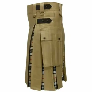 Modern Fashion Extendable Brown & Camel Tartan Tactical Fashion Kilt 100% Cotton – Next Kilt