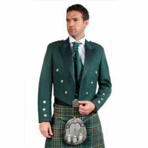 Green Irish Prince Charlie Kilt Jacket with Waistcoat/Vest product photo