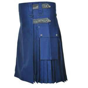 Navy Blue Leather Straps Utility Kilt product photo