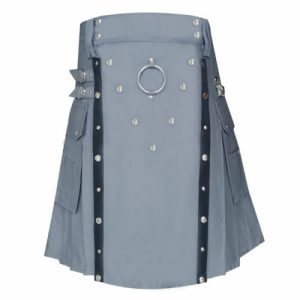 New Men's Handmade Stylish Gray Utility Fashion kilt product photo