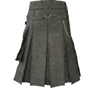 New black denim utility kilts for men with new style product photo