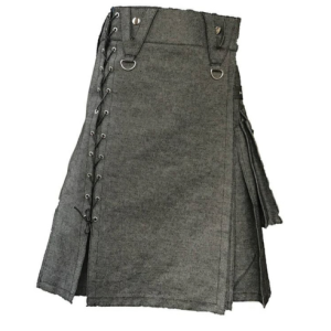New black denim utility kilts for men with new style – Next Kilt