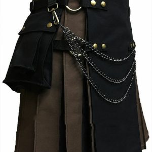 New stylish black Scottish utility kilts for men product photo