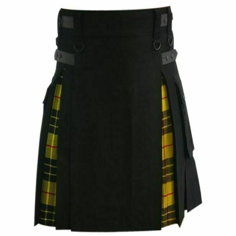 Men ‘s Hybrid Utility Kilt Black & Mecleod of Lewis Tartan product photo Men ‘s Hybrid Utility Kilt Black & Mecleod of Lewis Tartan product photo
