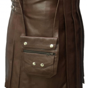 Buy Men Real Brown Leather Kilt With Sporran product photo