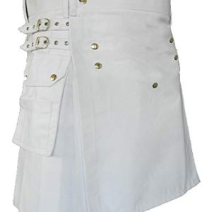 White Utility Kilt For Active Man Kilt Wedding Kilts product photo