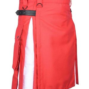 Scottish Fashion Utility Hybrid Kilts For Men Red Kilt White Pleats – Next Kilt