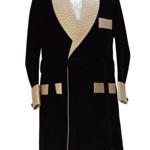 Men Black Smoking Jacket Long Coat