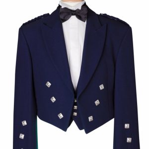 NAVY BLUE PRINCE CHARLIE SCOTTISH KILT JACKET & WAISTCOAT product photo