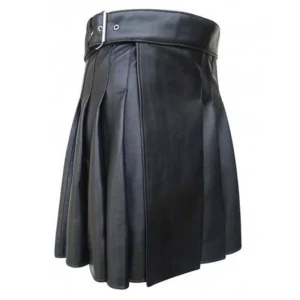 Cowhide Black Open Pleated Leather Kilt product photo