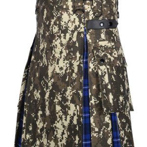 Military Digital Camo Utility Hybrid Kilt American Patriot Tartan Under Pleated product photo