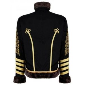 HUSSAR BLACK FAUX FUR MILITARY WOOL JACKET – Next Kilt