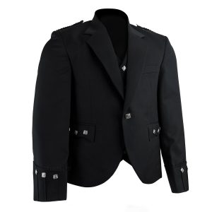 Men's Kilt Jacket Black Argyll Jacket & 5 Buttons Waistcoat product photo