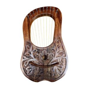 Lyre Harp 10 Strings Rosewood Hand Engraved with free key and bag, String Set product photo