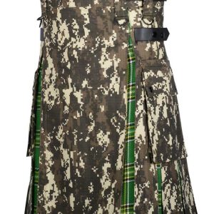 Men Military Digital Camo Utility Hybrid Kilt Irish Tartan Under Pleated product photo