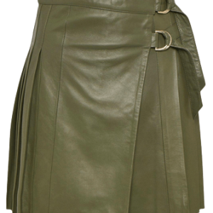 Leather Pleated Buckle Kilt Skirt product photo