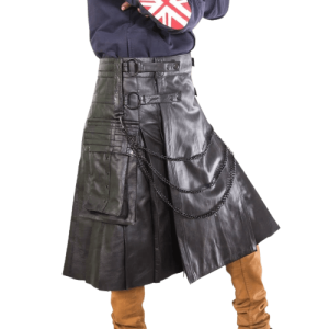 GOTHIC LEATHER KILT WITH CHAIN product photo