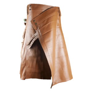 MEN’S BROWN LEATHER KILT WITH SIDE POCKETS product photo