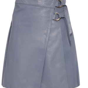 Leather Pleated Buckle Kilt Skirt product photo