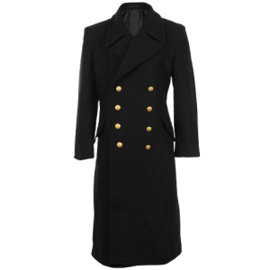 Black Navy Wool Great Coat Winter Trench Naval Military product photo