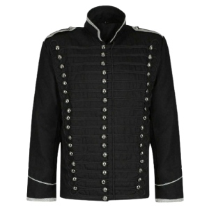Men's Black hussar steampunk cotton parade jacket, military jacket product photo