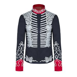 Women Blue Wool Military Jacket Officer Blazer Hussar Commander Jacket product photo